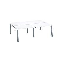 Pôle de 4 bureaux droits blanc L 120 x P 80 cm piétement métal aluminium - Arch_0