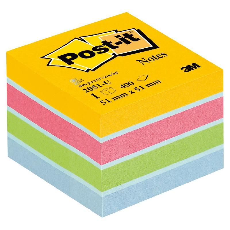 POST-IT® BLOC DE NOTES ADHÉSIVES - 51 X 51 MM - COULEUR : ASSORTIES