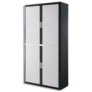 Easyoffice armoire démontable corps en ps teinté noir blanc - dimensions l110xh204xp41,5 cm_0