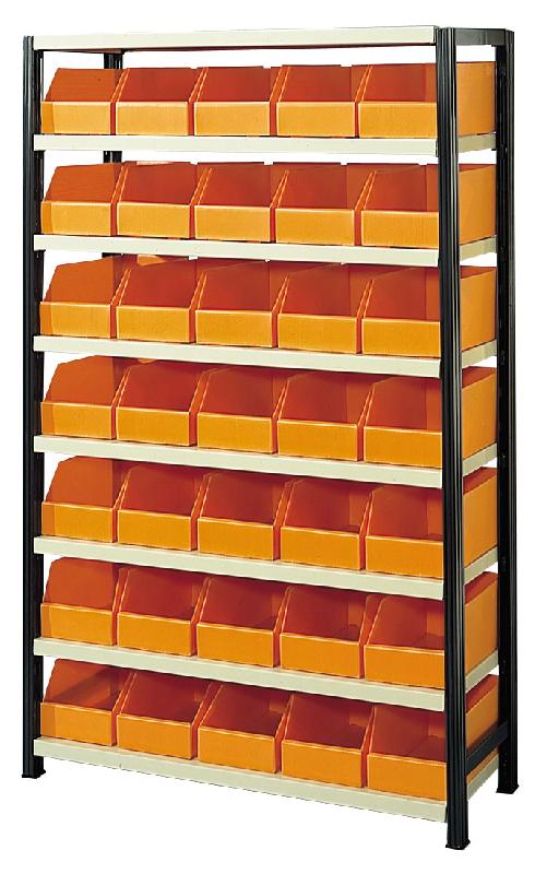 Rayonnage picking avec 35 bacs plastiques oranges 10.5 l_0