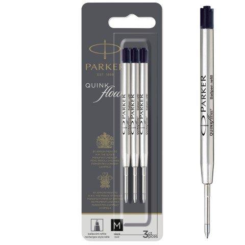 RECHARGE D'ENCRE QUINK POUR STYLO BILLE M PARKER NOIR - BLISTER DE 3