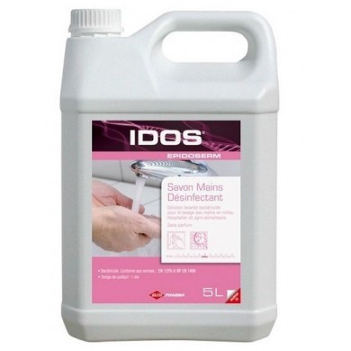 Savon crème mains antiseptique IDOS Epidoserm - Bidon de 5L - Bactéricide et conforme aux normes EN 1276 et EN 1499_0
