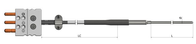 Sonde à résistance chemisée (RTD) - Sortie câble de prolongation avec connecteur - PM21 - Pt100, Pt500, Pt1000 - Gaine AISI304L/AISI316L - Options de montage et de diamètre_0