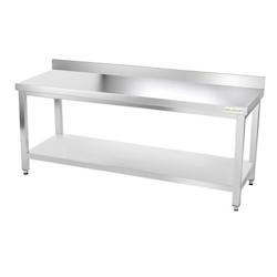 Table de travail en inox 2000 x 500 mm adossée PREMIUM / GOLDINOX - gris inox 3701770805549_0