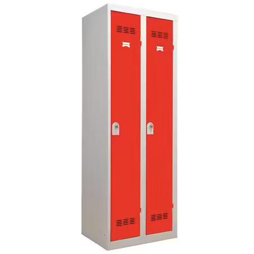 Vestiaire industrie propre - 2 moraillons - gris clair et rouge - 600 x 500 x 1800 mm_0