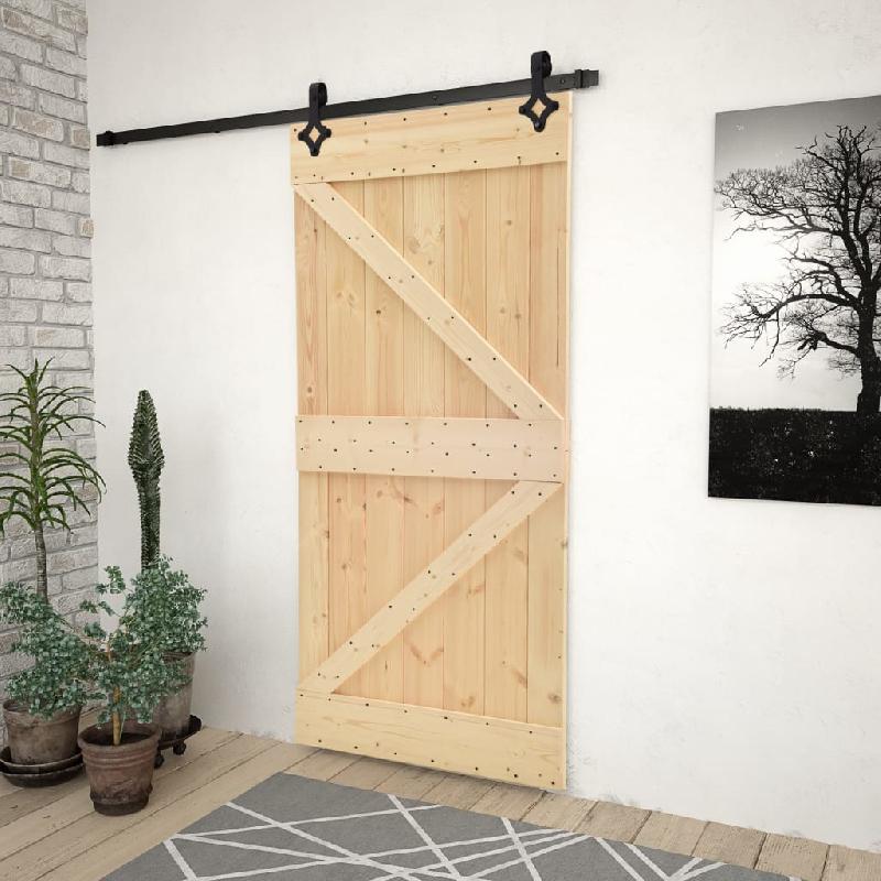 Vidaxl porte coulissante avec kit de quincaillerie 80x210cm pin massif 3057487_0