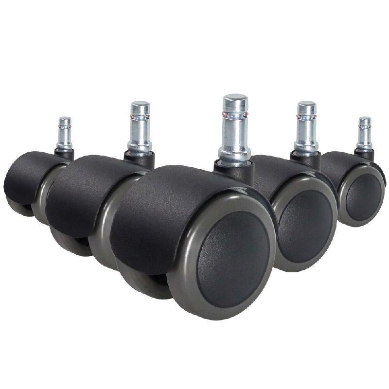 5x roulettes freinées pour sols durs ROLO FIX 10mm / 50mm zinc moulé (lot de 5) hjh OFFICE - noir multi-matériau 619023_0