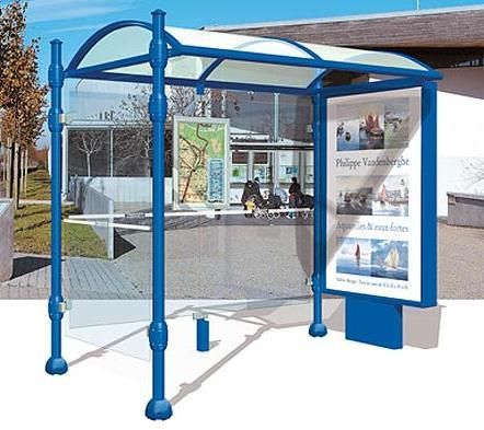 Abri bus en métal VAR - longueur 2500 mm avec caisson lumineux et bardage latéral_0