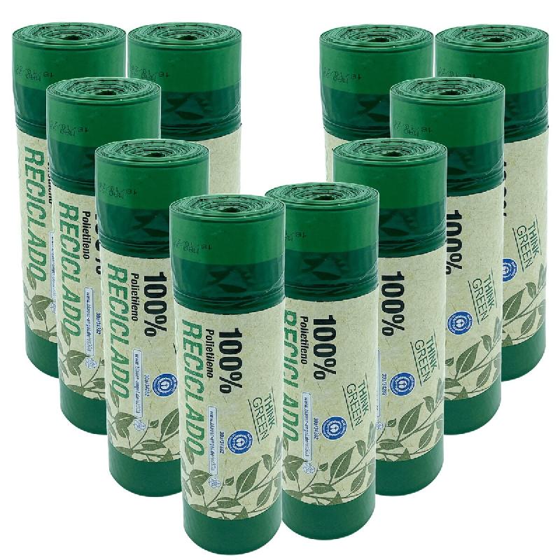 Alfapac - Sacs poubelle 30L 55x60cm 10 rouleaux x 20 unités (100% recyclés) - vert PK6987_0