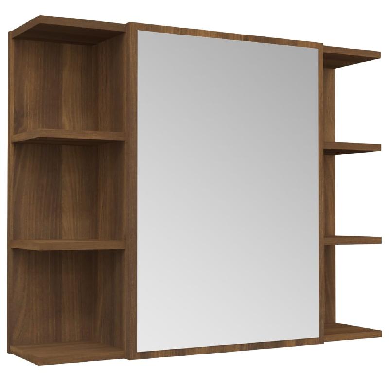Armoire à miroir de salle de bain - 80 x 20,5 x 64 cm - Bois brun - Modèle 02_0006721_0