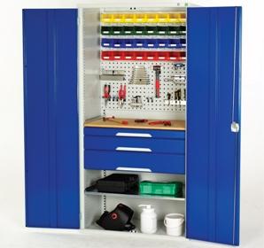Armoire d'atelier polyvalente - réf 16916112.11v - Hauteur 2000 mm, largeur 1000 mm, tiroirs et tablettes_0