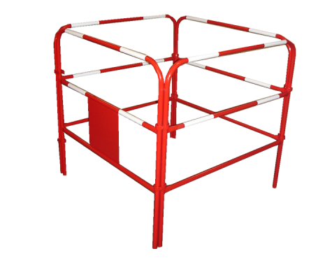 Barrière de chantier - Protection égout - Tube diamètre 25 - 1m x 1m - Finition peinte_0