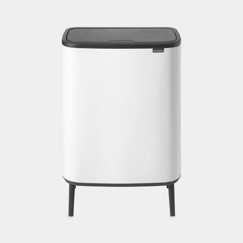 Poubelle XXL Brabantia Bo Touch Bin Hi - 2 x 30 litres - White - Idéale pour trier les déchets_0