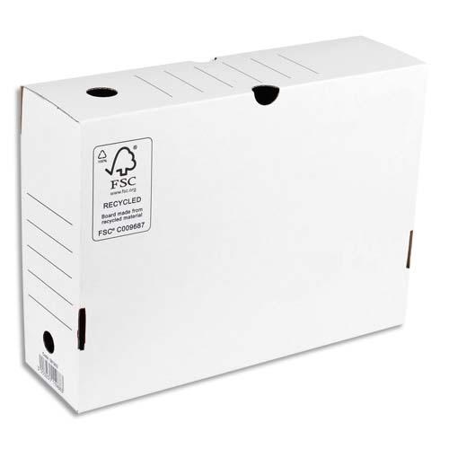 BOÎTE A ARCHIVES 1ER PRIX - DOS DE 10 CM - EN CARTON ONDULE - KRAFT BLANC - LOT DE 50