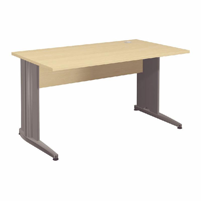BUREAU DROIT ACTIVITY 2 - L. 140 X P. 80 CM - PLATEAU HETRE - PIEDS L ANTHRACITE