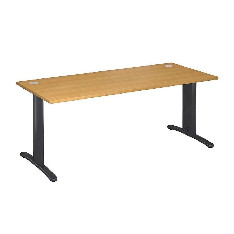 BUREAU DROIT IMEDIA - L. 180 X P. 80 CM - PLATEAU HÊTRE - PIEDS ANTHRACITE
