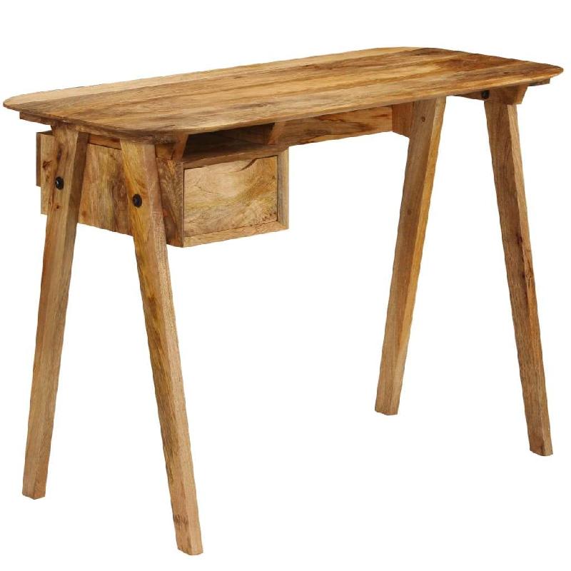Bureau en bois de manguier massif - 110 cm - avec tiroir et compartiment - Réf. 0502099_0