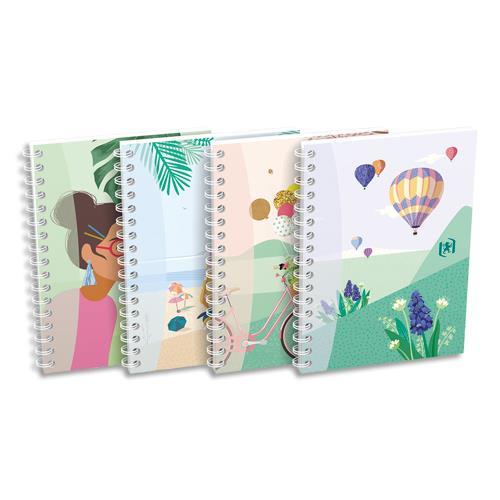 CAHIER OXFORD CARTE HORIZON A SPIRALE FORMAT A6 100 PAGES QUADRILLEES 5X5 - MOTIFS ASSORTIS