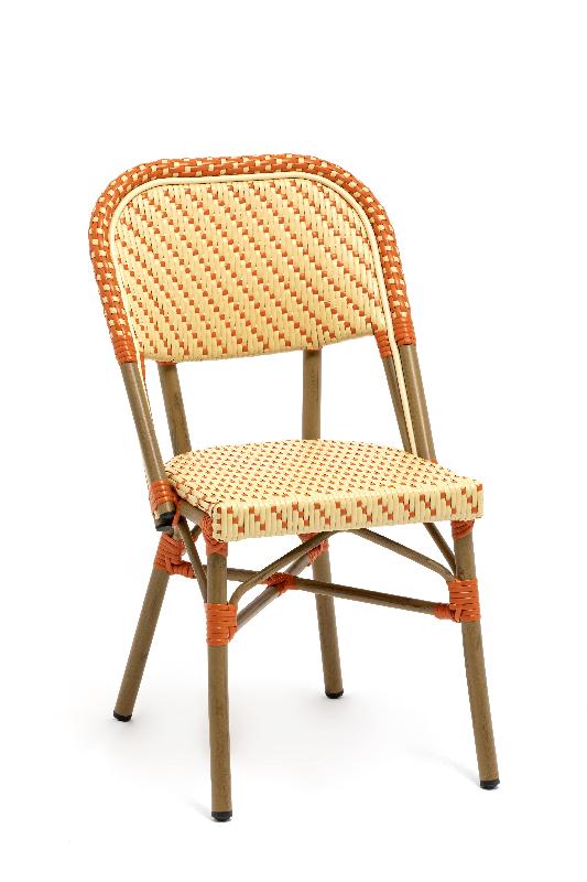 Chaise de terrasse soufflot - tressage orange et beige_0