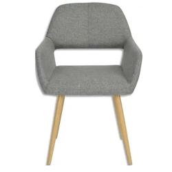 Chaise fixe en tissu, pieds en métal imitation bois - gris 5305535_0
