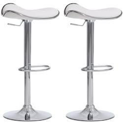 CLP Lot de 2 Tabourets de bar Shanghai en Similicuir Blanc - blanc polyester 101582802_0