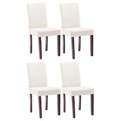 CLP Lot de 4 Chaises de salle à manger Ina Tissu avec pieds en Bois Crème/Cappuccino - beige textile 182258004_0