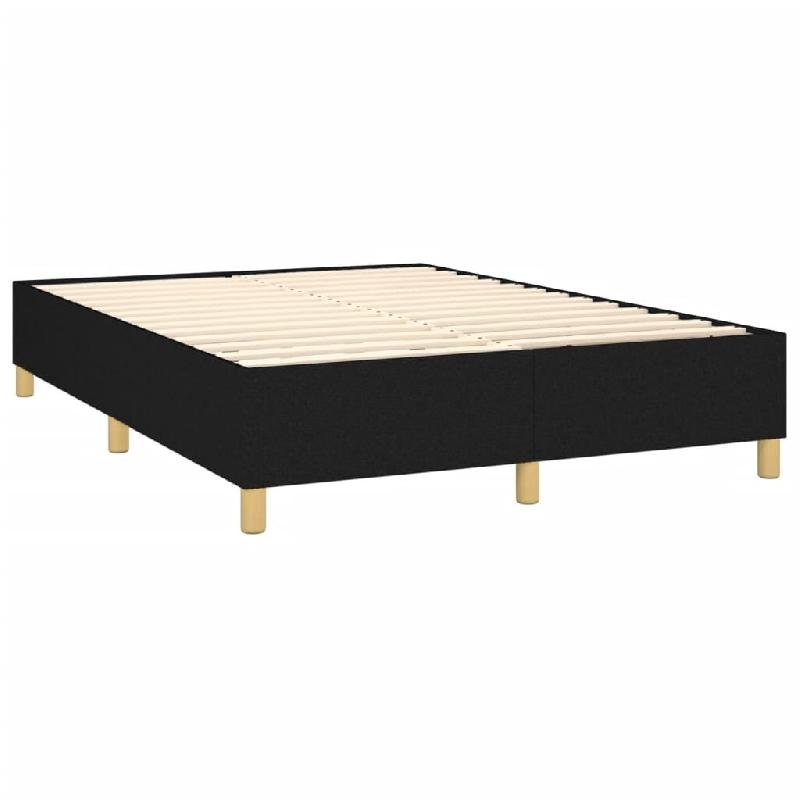 Décoshop26 - Sommier à lattes sur pieds cadre de lit 140x200 cm tissu noir TDL0207015 - noir 3001154088002_0