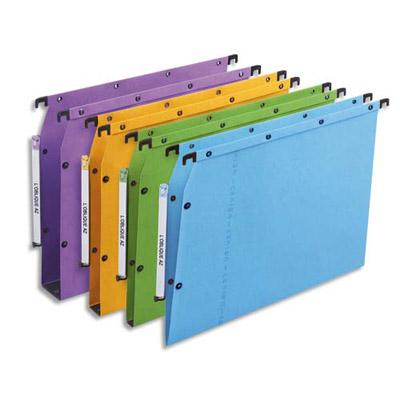 DOSSIERS SUSPENDUS AZV EN CARTE CANSON COLORIS ASSORTIS - POUR ARMOIRE - FOND 30 MM - LOT DE 25