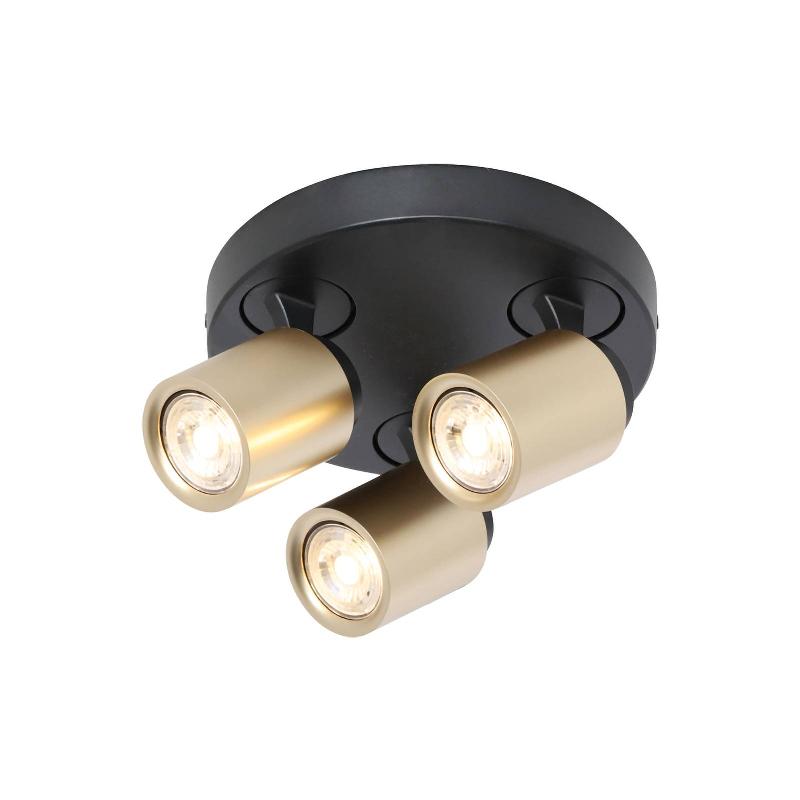 FREELIGHT SPOT POUR PLAFOND RAZZA, NOIR/OR, Ø 28,5 CM, À 3 LAMPES.
