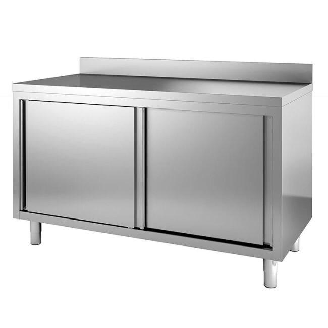 Gastro-Inox Armoire de travail avec portes coulissantes et rebord 1300x800x880m - inox 7445908534562_0