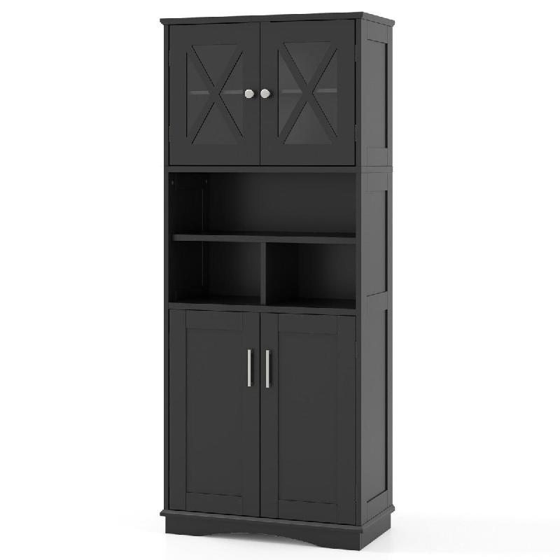 Helloshop26 - Armoire de salle de bain 60 x 30 x 145 cm lot de 2 armoires ouvertes pratiques style moderne en mdf noir 20_0010277 - vert Bois manufact_0