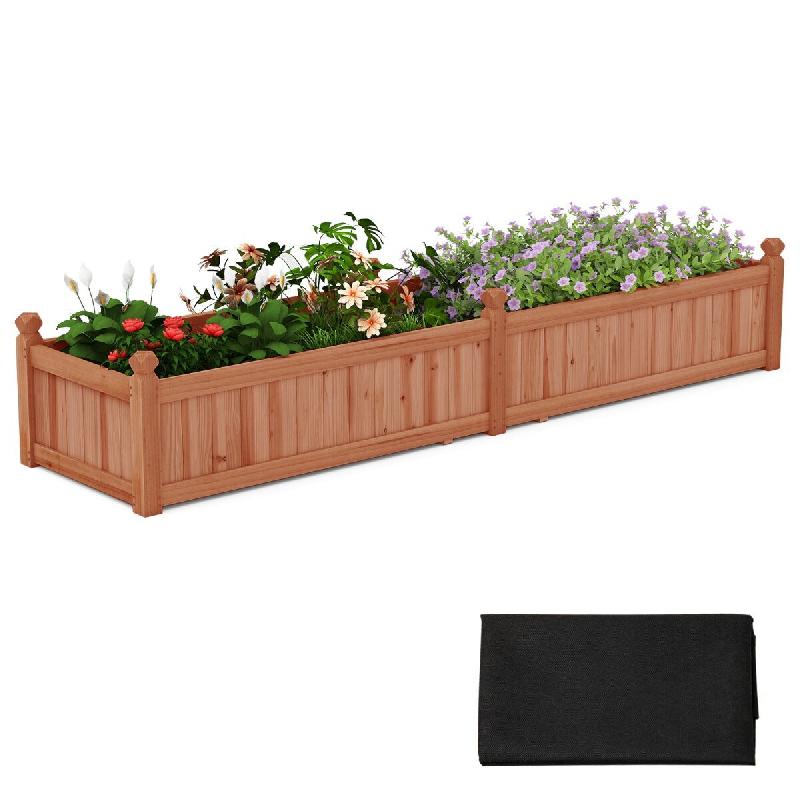 Helloshop26 - Bac à jardiner jardinière surélevé rectangulaire 227 x 59,5 x 40 cm avec système de drainage séparateur rustique en 20_0010468 - 3_0