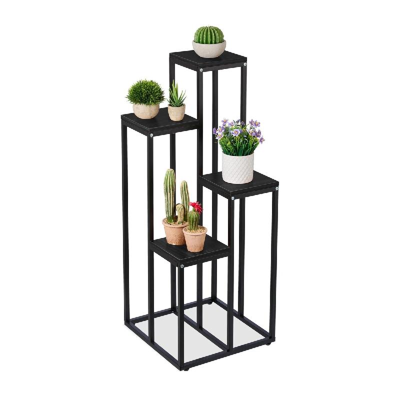 Helloshop26 - Étagère à plantes en escalier pour salon véranda 100 x 40 x 40 cm design noir en acier noir 13_0010956 - noir Bois manufacturé 3000_0