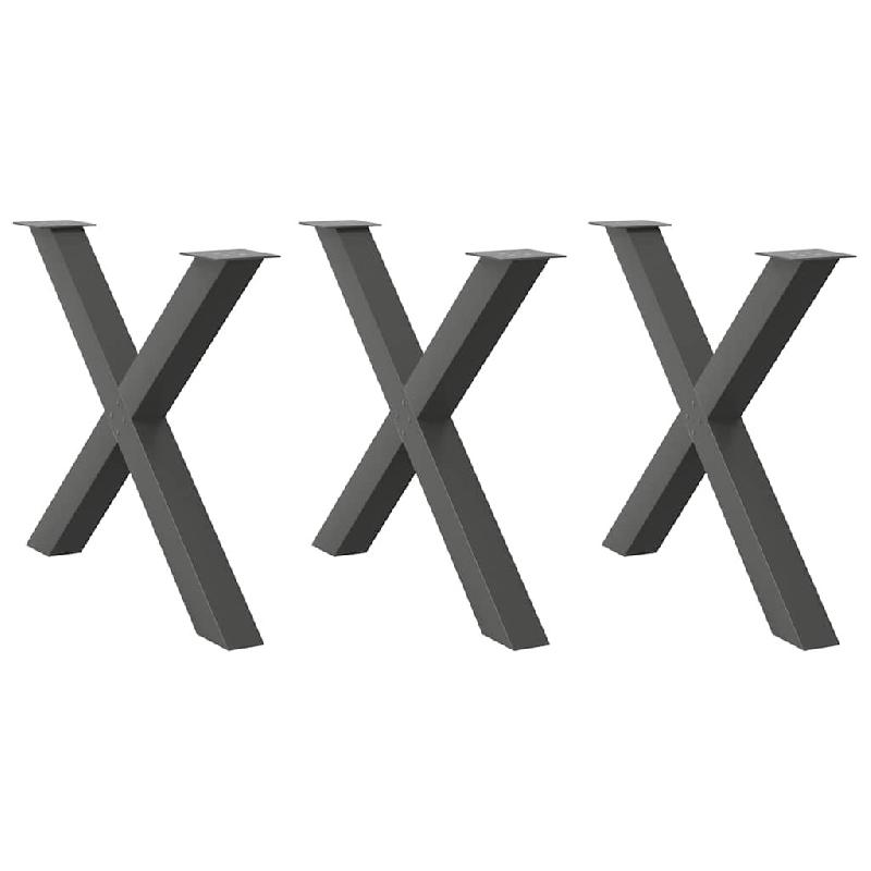 Helloshop26 - Lot de 3 pieds de table à manger en X 90 x 72-73 cm avec niveleurs ajustables style moderne en acier anthracite 02_0057268 - acier 3000_0