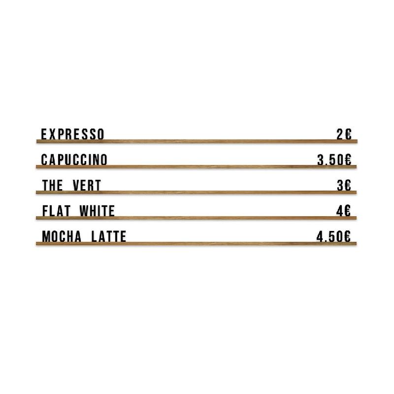 Hungry Club Letter Board « Le Minimaliste Bois » - Lettres noires - Rails bois - Small pack - Bois massif LB-MB-LN-RB-SP_0