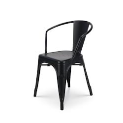 Kosmi Chaise en métal noir mat style Industriel - Fauteuil industriel avec accoudoirs - 3760301691181_0
