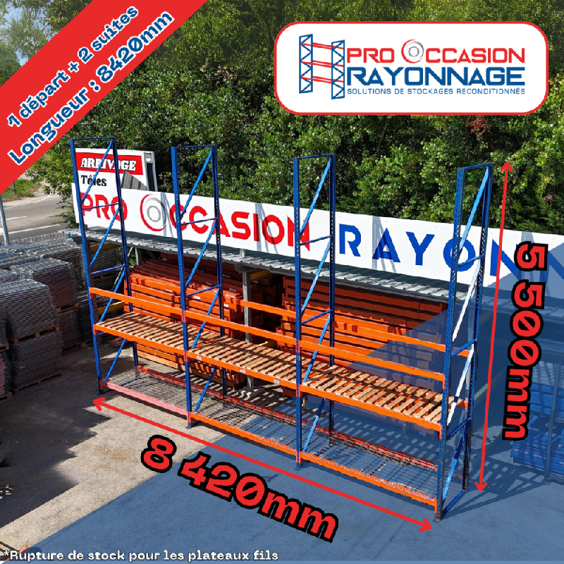 Lot de rayonnage - Hauteur 5 500mm, Longueur 8 420mm, Profondeur 1 000mm - Rayosar_0