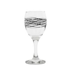 NOVASTYL - Lot 6 Verres A Pied Serpentin 24.5cl En Verre Avec Ligne Noire - 3256390181141_0