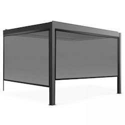 Oviala Business - Pergola bioclimatique adossée motorisée et éclairée 3x4m avec 2 stores - Gris aluminium - Réf. 109366_0