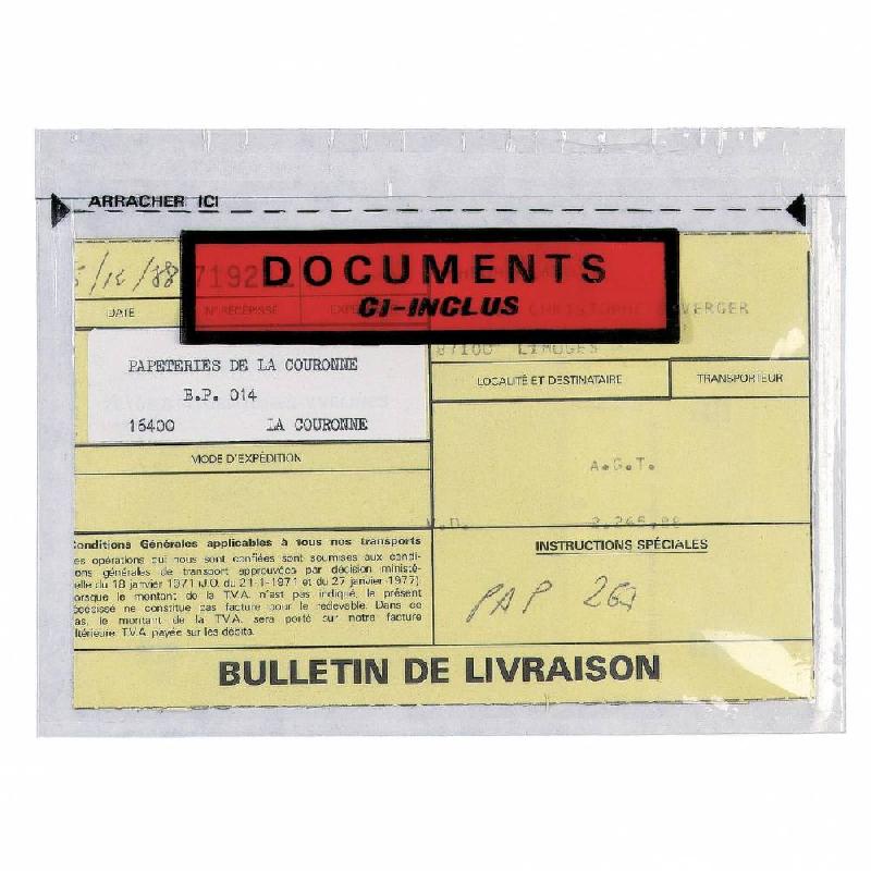 Pochette d'expédition adhésive 'documents ci-inclus' 165x228mm - Boîte de 250_0