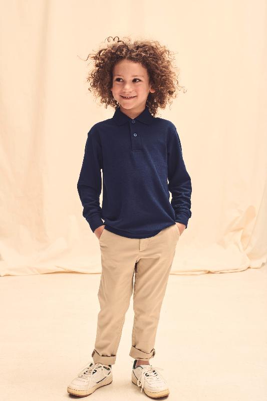 Polo enfant manches longues 65/35 - Maille piquée - Réf: SC63201 - Marque Fruit of the Loom_0