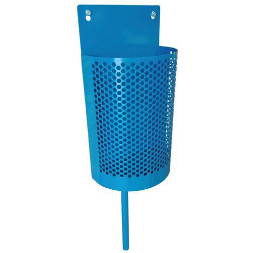 POUBELLE D'EXTÉRIEUR AVEC POTELET 1/2 RONDE MÉTAL 45 LITRES - BLEU 5010