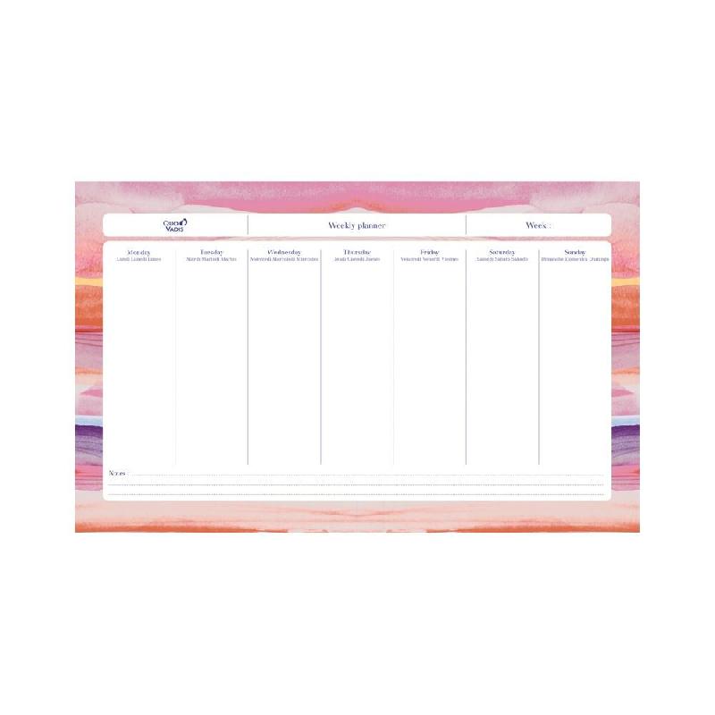 Quo Vadis - Sous-main perpétuel à feuillets - Multilingue - Iconique - Multicolore - Perpétuel - 16,5x26,5 cm - Papier Clairefontaine blanc - multi_0