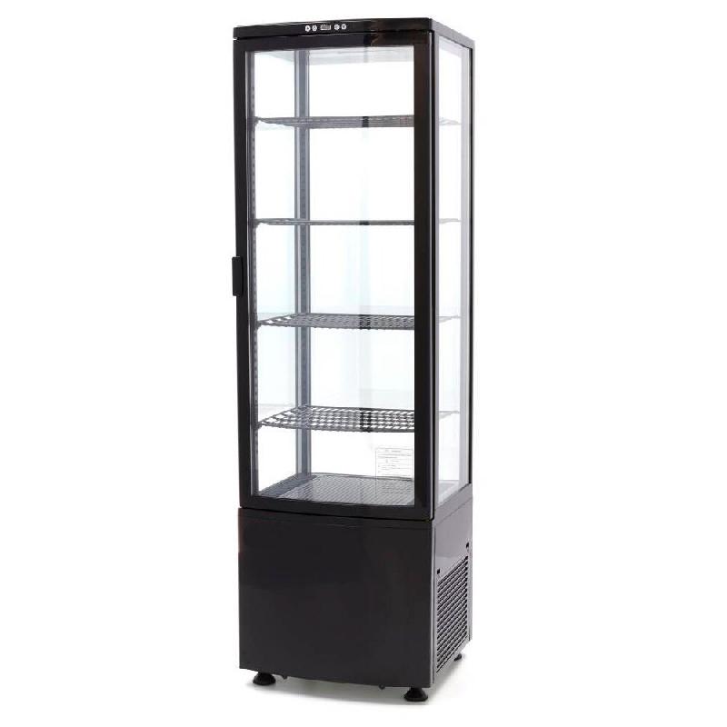 Romux® Vitrine Réfrigérée 4 Étagères avec 1 Porte Battante Noire 230 litres Ventilée | Vitrine au sol en verre droit - 8435811800402_0