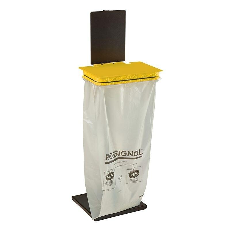 Rossignol Support sac avec couvercle Rollec sur socle - 110l - jaune colza - RAL 1021 - 3019920531423_0