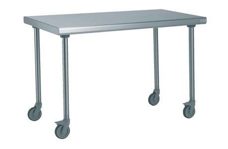 TABLE INOX CENTRALE SUR ROUES LONGUEUR 1400 MM