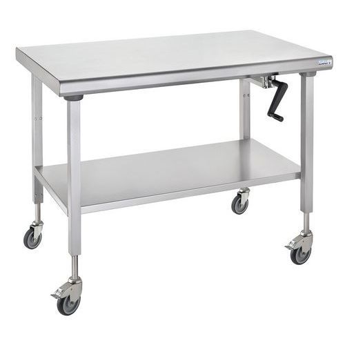 TABLE SUR ROUES CENTRALE HT RÉGLABLE ERGONOMIX AVEC ÉTAG 700X1400 MM - TOURNUS EQUIPEMENT