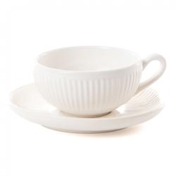 Tasse à thé et sous tasse pétale blanc x6 -  25 cl Rond Faïence Amadeus 14x11.5 cm - blanc faïence 3520071895024_0