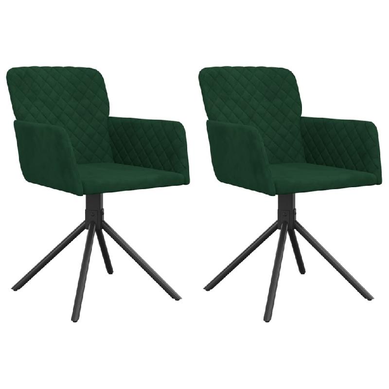 VidaXL Chaises pivotantes à manger lot de 2 Vert foncé Velours Modèle Renaissance Prestige - 344792_0