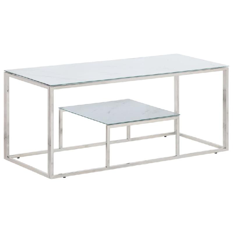 VidaXL Table basse argenté acier inoxydable et verre trempé Modèle Majesté Prestige - 350019_0